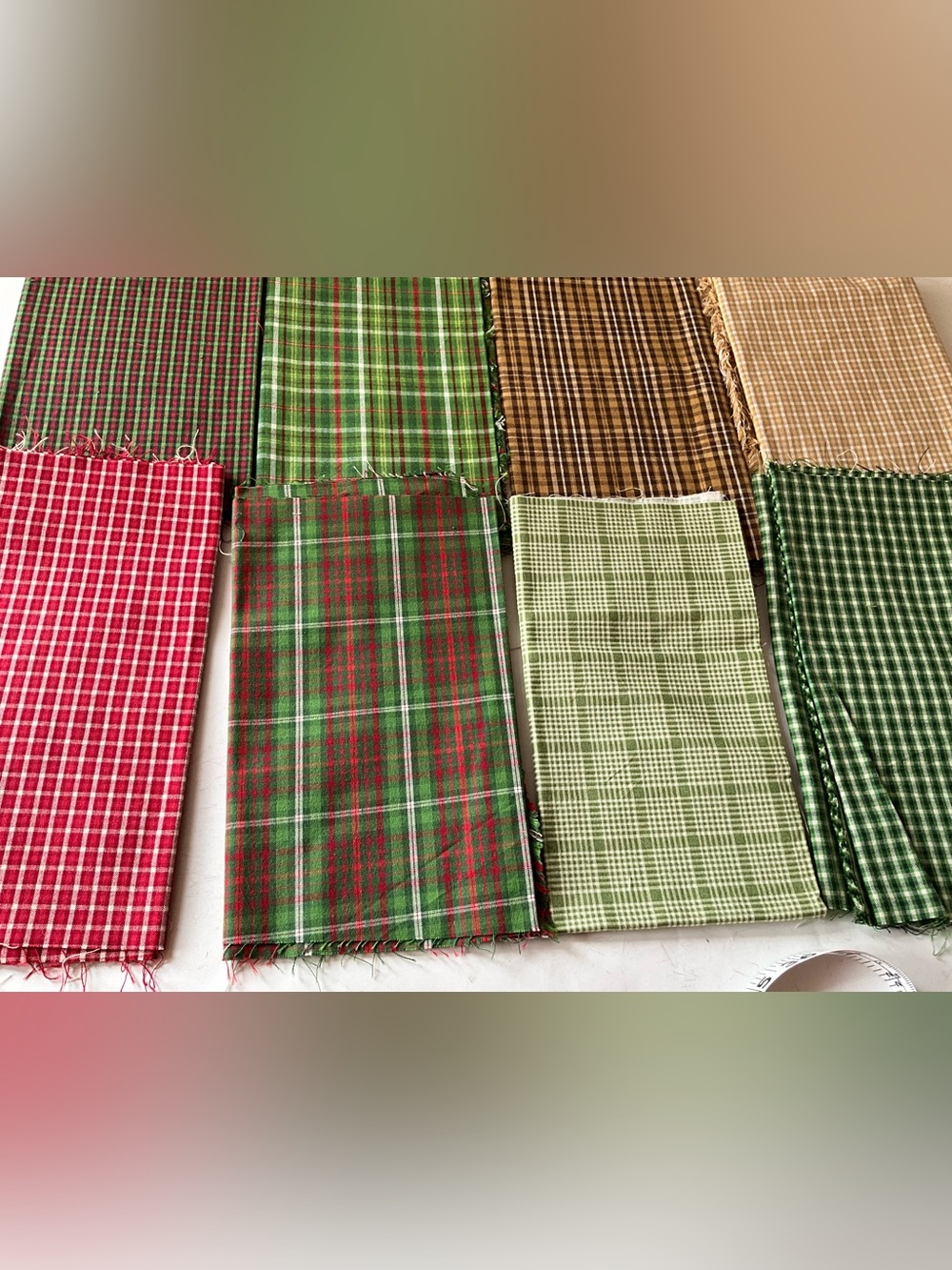 Quilting Sewing Cotton Plaid/Check Fabric Remnant Lot Pieces Multicolor Cotton